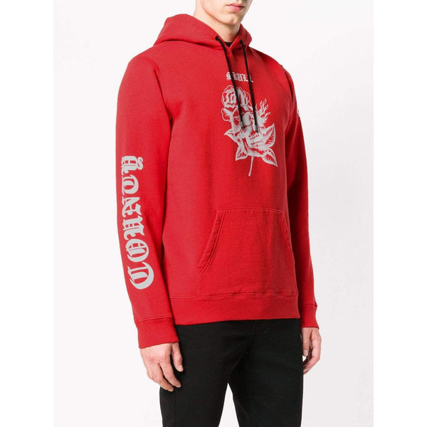 MARCELO BURLON Skull Tattoo Hoodie, Red-OZNICO