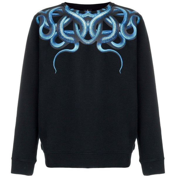 MARCELO BURLON Snake Crewneck, Black/Light Blue-OZNICO