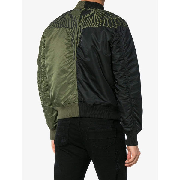 MARCELO BURLON Wings Alpha MA-1 Jacket, Black/ Green-OZNICO