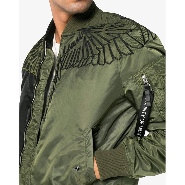MARCELO BURLON Wings Alpha MA-1 Jacket, Black/ Green-OZNICO