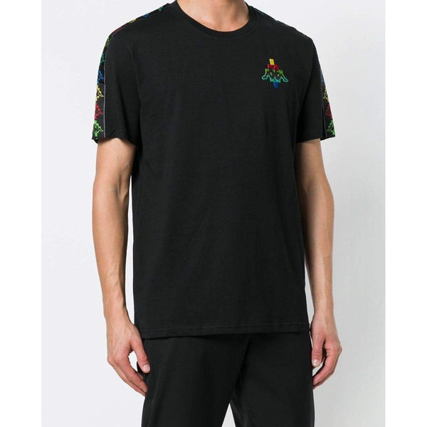 MARCELO BURLON X KAPPA Multicolor Logo T-Shirt, Black-OZNICO
