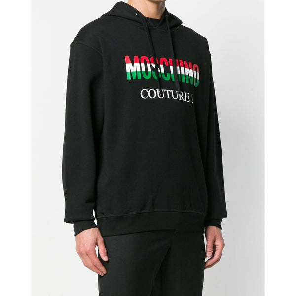 MOSCHINO Couture Printed Logo Hoodie, Black-OZNICO