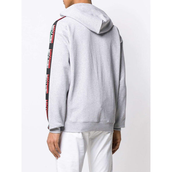 MOSCHINO Logo Band Hooded Sweatshirt, Grey Melange-OZNICO