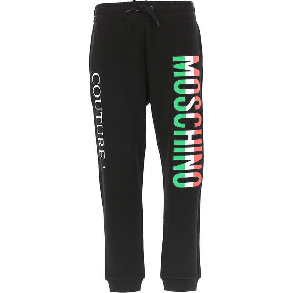 MOSCHINO Logo Print Sweatpants, Black-OZNICO