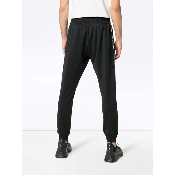 MOSCHINO Logo Side Stripe Track Pants, Black-OZNICO