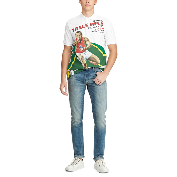 POLO RALPH LAUREN Custom Slim Fit Mesh Polo, White-OZNICO