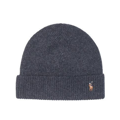 POLO RALPH LAUREN Signature Merino Cuff Hat, Grey-OZNICO