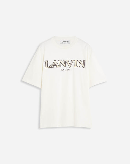 LANVIN CLASSIC CURB EMBROIDERED T-SHIRT, BLACK