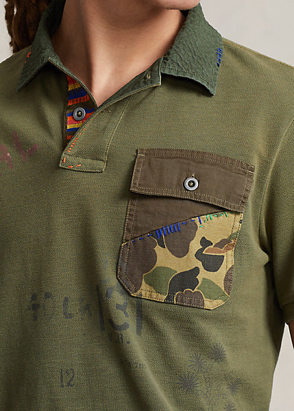 Polo Ralph Lauren Classic Fit Mesh Graphic Polo Shirt, Dark Sage