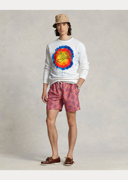 Polo Ralph Lauren Logo Tie-Dye-Print Fleece Sweatshirt, White