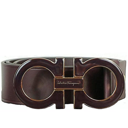 SALVATORE FERRAGAMO Adjustable Gancini Belt, Black/ Gold