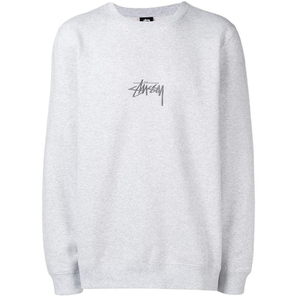 STUSSY Stock Appliqué Crewneck Sweatshirt, Grey Heather-OZNICO