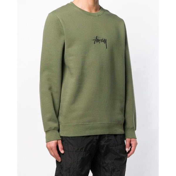 STUSSY Stock Appliqué Crewneck Sweatshirt, Olive-OZNICO