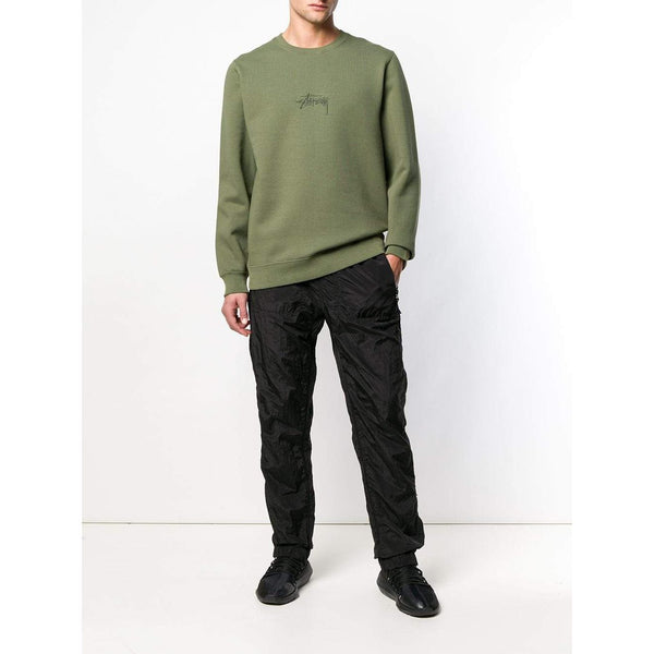 STUSSY Stock Appliqué Crewneck Sweatshirt, Olive-OZNICO