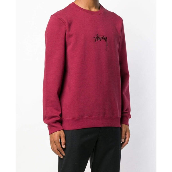 STUSSY Stock Appliqué Crewneck Sweatshirt, Wine-OZNICO