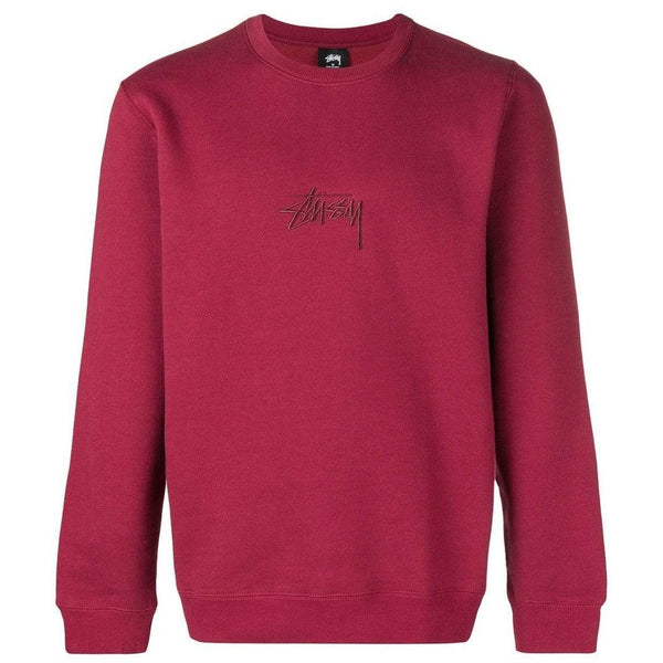STUSSY Stock Appliqué Crewneck Sweatshirt, Wine-OZNICO