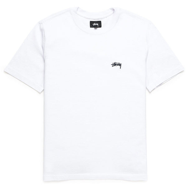 STUSSY Stock S/SL Crew T-Shirt, White-OZNICO