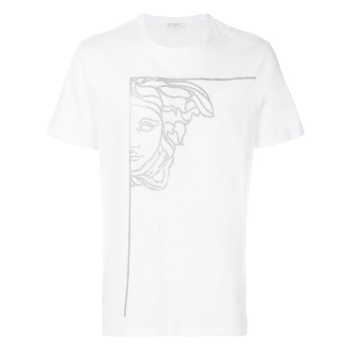 VERSACE COLLECTION Half Medusa Print T-Shirt, White-OZNICO