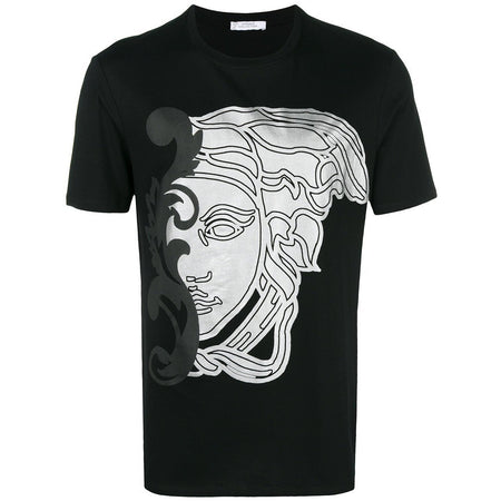 VERSACE Medusa Print T-Shirt, Black/ Gold