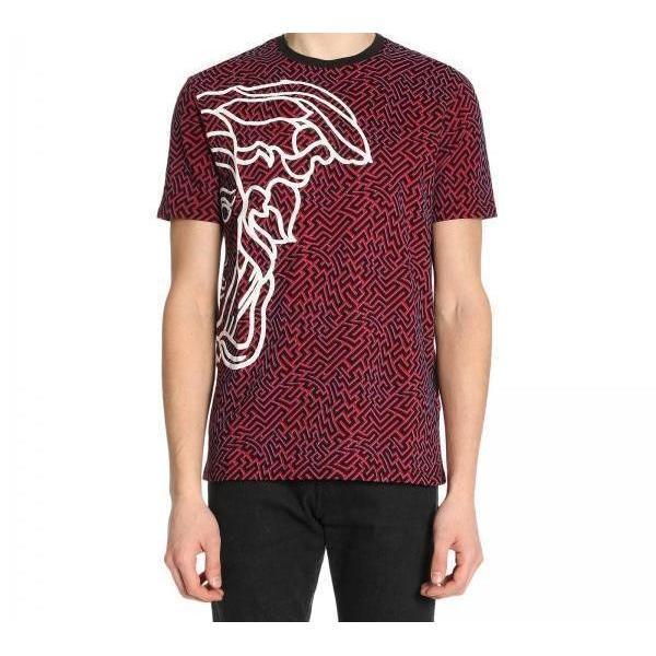 VERSACE COLLECTION Optic Print T-Shirt, Black-OZNICO