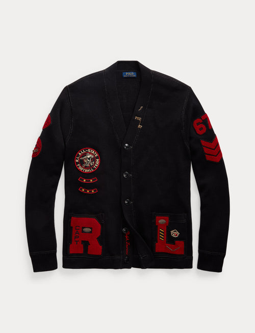 Polo Ralph Lauren Cotton Letterman Cardigan, Black