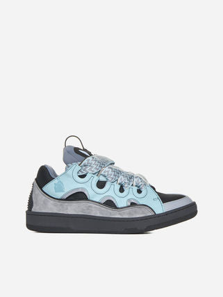 LANVIN CURB SNEAKERS, WHITE ANTHRACITE