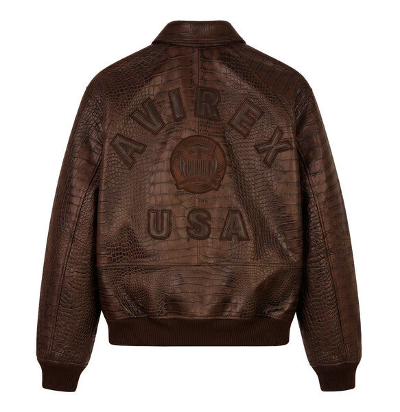 AVIREX LIMITED EDITION CROC ICON JACKET, ESPRESSO