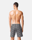 VERSACE ALLOVER BOARD SHORTS, BLACK+WHITE