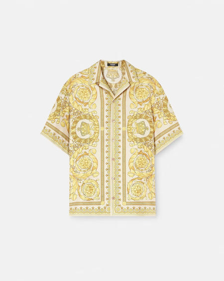 VERSACE BAROCCO SILK SHIRT, Blue+Print