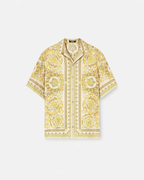 VERSACE BAROCCO SILK SHIRT, Yellow+Print