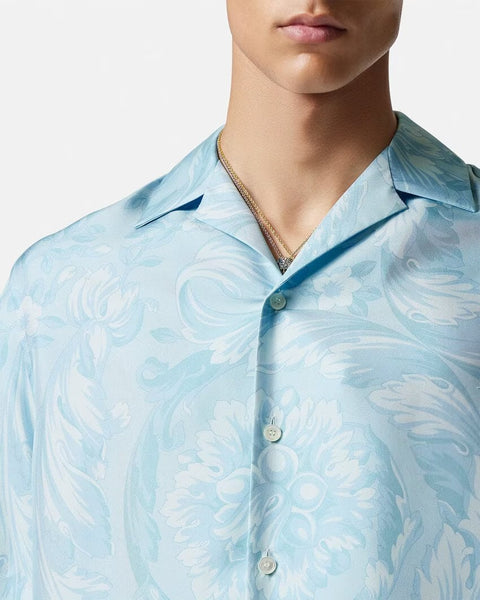 VERSACE BAROCCO SILK SHIRT, Blue+Print