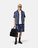 VERSACE NAUTICAL SILK SHORTS, Blue+Print