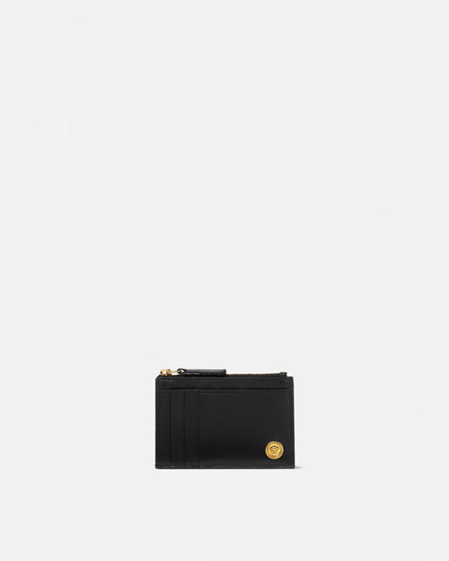 VERSACE MEDUSA CARD HOLDER,  Black+Gold