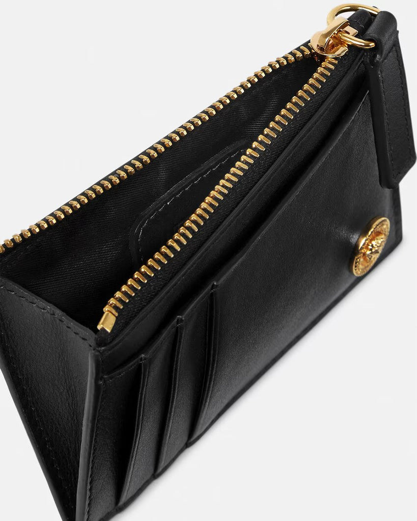VERSACE MEDUSA CARD HOLDER, Black+Gold OZNICO
