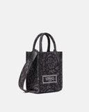 VERSACE BAROCCO ATHENA MINI TOTE BAG,  Black+Print