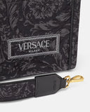 VERSACE BAROCCO ATHENA MINI TOTE BAG,  Black+Print