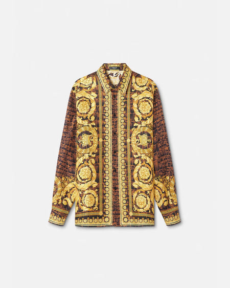 VERSACE BAROCCO SILK SHIRT, Blue+Print