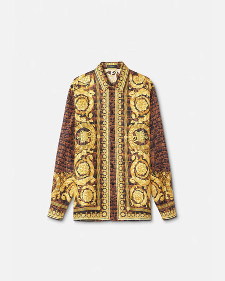VERSACE Baroque Print Hooded Jacket, Red/ Yellow