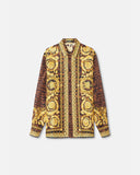 VERSACE BAROCCODILE SILK SHIRT, CARAMEL+BLACK+GOLD