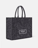 VERSACE BARCOCCO ATHENA LARGE TOTE BAG, Black+Print