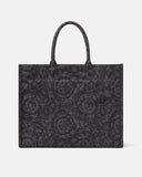 VERSACE BARCOCCO ATHENA LARGE TOTE BAG, Black+Print