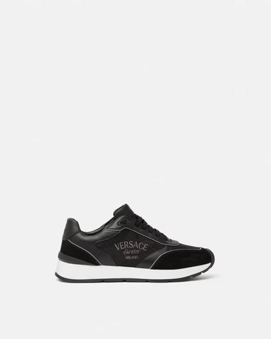 VERSACE MILANO RUNNER SNEAKERS, Black - Main Image