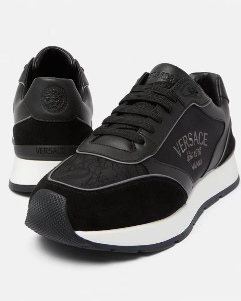 VERSACE MILANO RUNNER SNEAKERS, Black