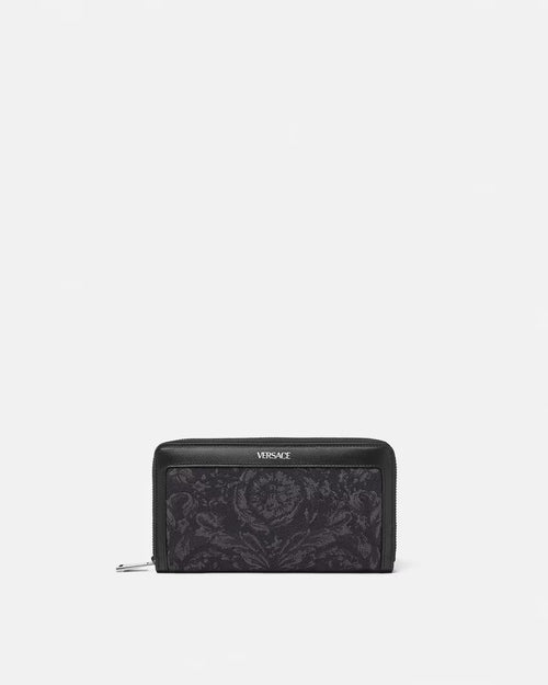 VERSACE BAROCCO JACQUARD LONG WALLET, Black+Print