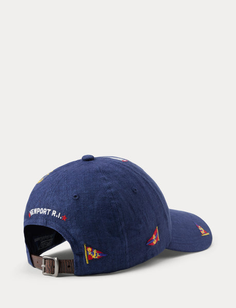 Polo Ralph Lauren Linen Herringbone Long Bill Cap, Navy