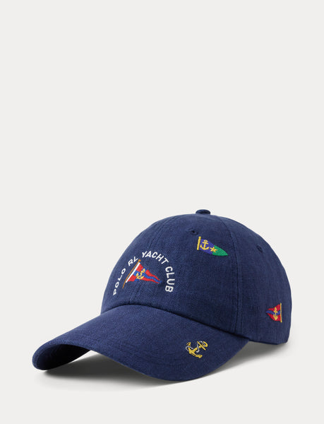 Polo Ralph Lauren Linen Herringbone Long Bill Cap, Navy