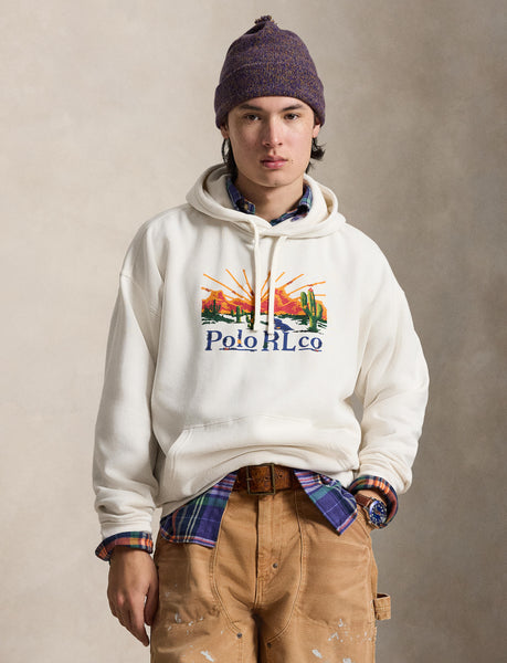 Polo Ralph Lauren Relaxed Fit Fleece Graphic Hoodie, White
