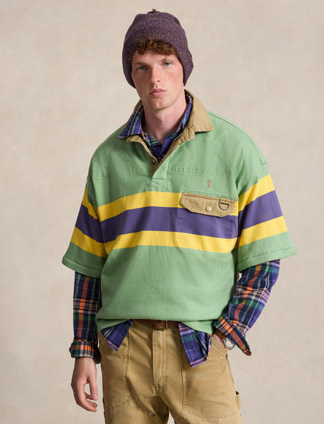 Polo Ralph Lauren Relaxed Fit Convertible Rugby Shirt, Green
