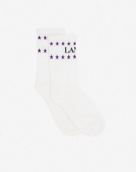 LANVIN CURB SOCKS, WHITE/LIGHT BROWN