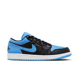 Air Jordan 1 Low, BLACK/BLACK-UNIVERSITY BLUE-WHITE